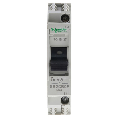 Schneider Electric Thermal Circuit Breaker - GB2 Single Pole 277V ac Voltage Rating DIN Rail Mount, 4A Current Rating