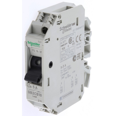 Schneider Electric Thermal Circuit Breaker - GB2 Single Pole 277V ac Voltage Rating DIN Rail Mount, 5A Current Rating