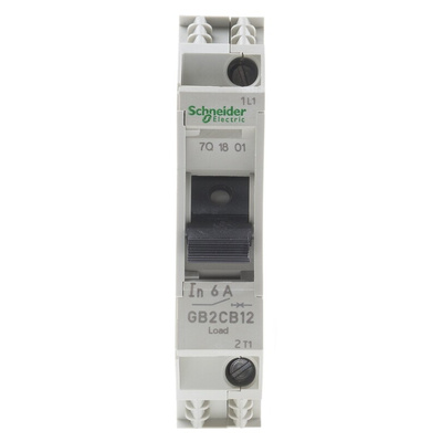 Schneider Electric Thermal Circuit Breaker - GB2 Single Pole 277V ac Voltage Rating DIN Rail Mount, 6A Current Rating