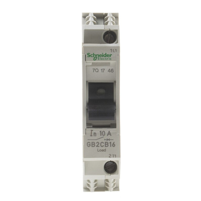 Schneider Electric Thermal Circuit Breaker - GB2 Single Pole 277V ac Voltage Rating DIN Rail Mount, 10A Current Rating