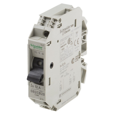 Schneider Electric Thermal Circuit Breaker - GB2 Single Pole 277V ac Voltage Rating DIN Rail Mount, 12A Current Rating