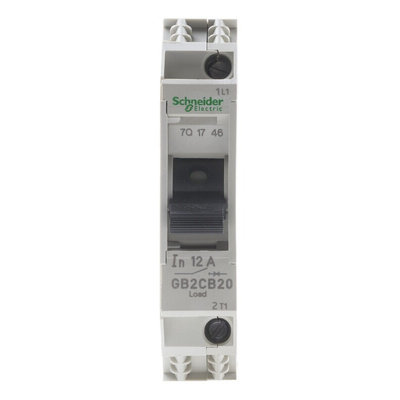 Schneider Electric Thermal Circuit Breaker - GB2 Single Pole 277V ac Voltage Rating DIN Rail Mount, 12A Current Rating