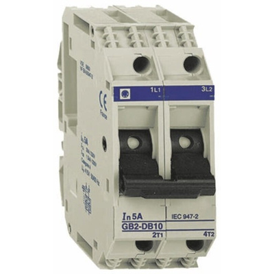 Schneider Electric Thermal Circuit Breaker - GB2 2 Pole 277V ac Voltage Rating DIN Rail Mount, 500mA Current Rating