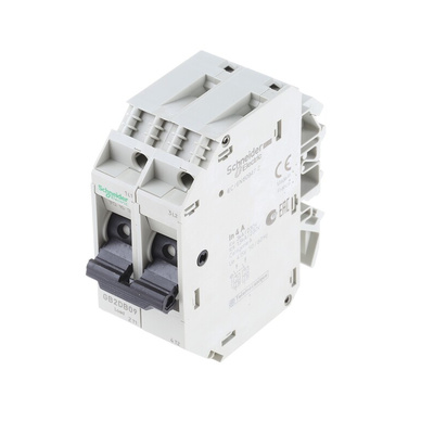Schneider Electric Thermal Circuit Breaker - GB2 2 Pole 277V ac Voltage Rating DIN Rail Mount, 4A Current Rating