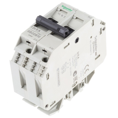 Schneider Electric Thermal Circuit Breaker - GB2 2 Pole 277V ac Voltage Rating DIN Rail Mount, 5A Current Rating