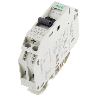 Schneider Electric Thermal Circuit Breaker - GB2 1P + N Pole 250V ac Voltage Rating DIN Rail Mount, 500mA Current Rating