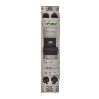 Schneider Electric Thermal Circuit Breaker - GB2 1P + N Pole 250V ac Voltage Rating DIN Rail Mount, 1A Current Rating