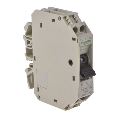Schneider Electric Thermal Circuit Breaker - GB2 1P + N Pole 250V ac Voltage Rating DIN Rail Mount, 1A Current Rating