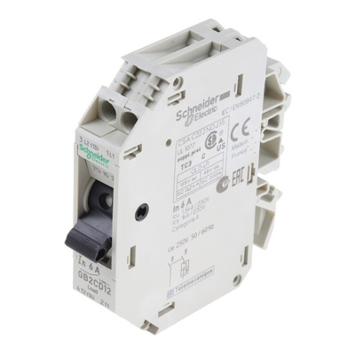 Schneider Electric Thermal Circuit Breaker - GB2 1P + N Pole 250V ac Voltage Rating DIN Rail Mount, 6A Current Rating