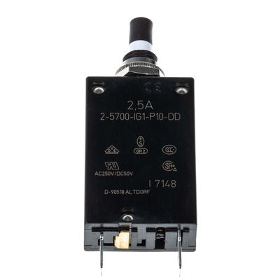 ETA Thermal Circuit Breaker - 2-5700 Single Pole 250V Voltage Rating Panel Mount, 2.5A Current Rating