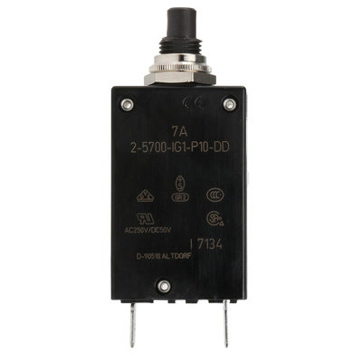 ETA Thermal Circuit Breaker - 2-5700 Single Pole 250V Voltage Rating Panel Mount, 7A Current Rating
