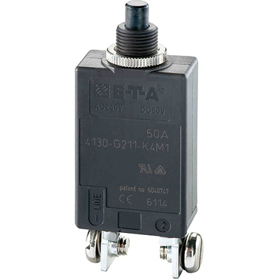 ETA Thermal Circuit Breaker - 4130 Single Pole 240V Voltage Rating Panel Mount, 50A Current Rating