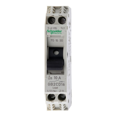 Schneider Electric Thermal Circuit Breaker - GB2 1P + N Pole 250V ac Voltage Rating DIN Rail Mount, 10A Current Rating