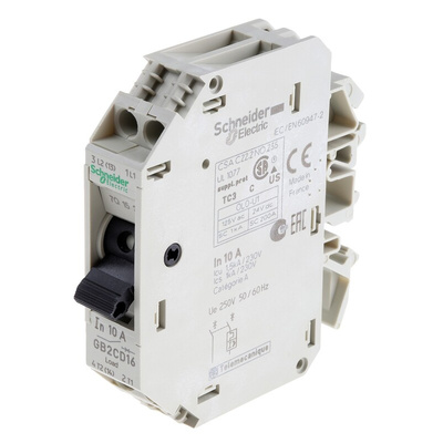 Schneider Electric Thermal Circuit Breaker - GB2 1P + N Pole 250V ac Voltage Rating DIN Rail Mount, 10A Current Rating