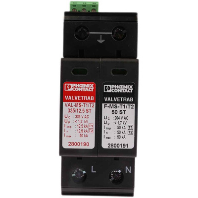 Phoenix Contact 1 Phase Surge Protector, 50kA, 250V ac, DIN Rail Mount