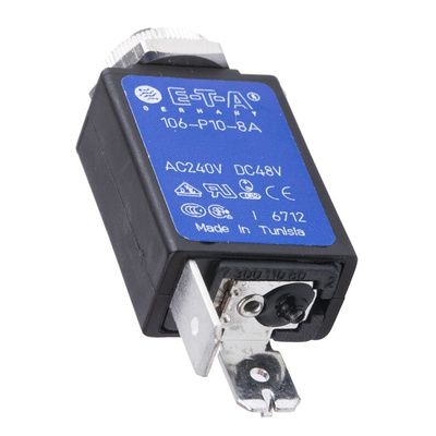 ETA Thermal Circuit Breaker - 106 Single Pole 240V Voltage Rating Panel Mount, 8A Current Rating