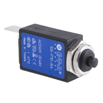 ETA Thermal Circuit Breaker - 106 Single Pole 240V Voltage Rating Panel Mount, 8A Current Rating