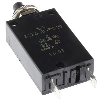 ETA Thermal Circuit Breaker - 2 5700 Single Pole 250V Voltage Rating Panel Mount, 15A Current Rating
