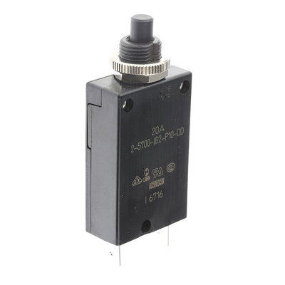 ETA Thermal Circuit Breaker - 2 5700 Single Pole 250V Voltage Rating Panel Mount, 20A Current Rating