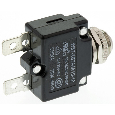 TE Connectivity Thermal Circuit Breaker - W57 Single Pole 250V ac Voltage Rating, 10A Current Rating