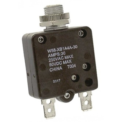 TE Connectivity Thermal Circuit Breaker - W58 Single Pole 50 V dc, 250V ac Voltage Rating, 5A Current Rating