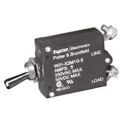 TE Connectivity Thermal Circuit Breaker - W31 Single Pole 50 V dc, 240V ac Voltage Rating, 5A Current Rating