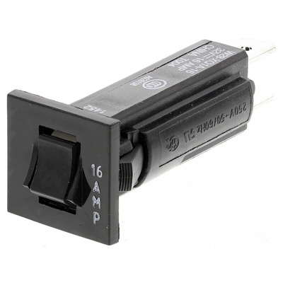 TE Connectivity Thermal Circuit Breaker - W28 Single Pole 32 V dc, 250V ac Voltage Rating, 16A Current Rating