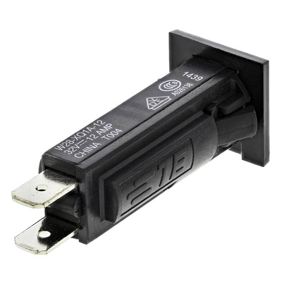 TE Connectivity Thermal Circuit Breaker - W28 Single Pole 32 V dc, 250V ac Voltage Rating, 12A Current Rating