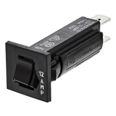 TE Connectivity Thermal Circuit Breaker - W28 Single Pole 32 V dc, 250V ac Voltage Rating, 12A Current Rating