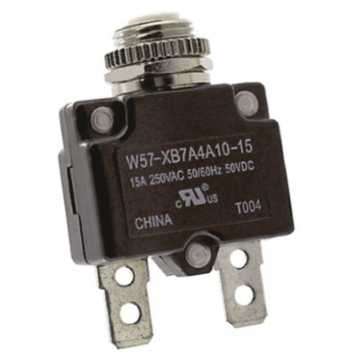 TE Connectivity Thermal Circuit Breaker - W57 Single Pole 250V ac Voltage Rating, 15A Current Rating
