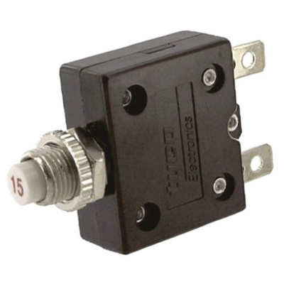 TE Connectivity Thermal Circuit Breaker - W54 Single Pole 250V ac Voltage Rating, 15A Current Rating