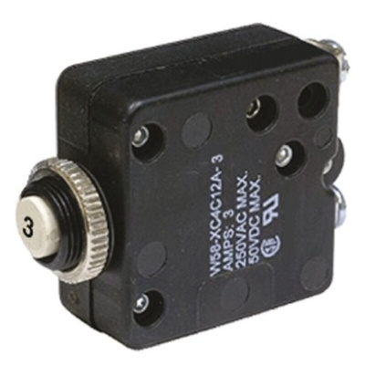 TE Connectivity Thermal Circuit Breaker - W58 Single Pole 50 V dc, 250V ac Voltage Rating, 3A Current Rating