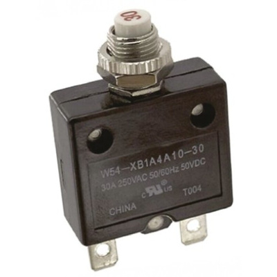 TE Connectivity Thermal Circuit Breaker - W58 Single Pole 250V ac Voltage Rating, 30A Current Rating