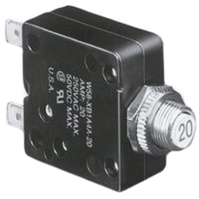 TE Connectivity Thermal Circuit Breaker - W58 Single Pole 50 V dc, 250V ac Voltage Rating, 6A Current Rating