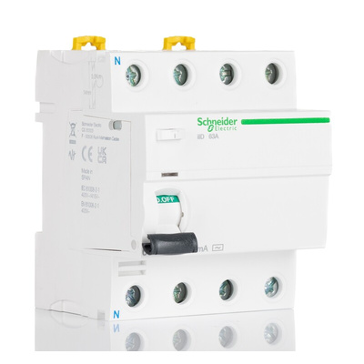 Schneider Electric iID RCCB, 63A, 4 Pole, 30mA, 500V