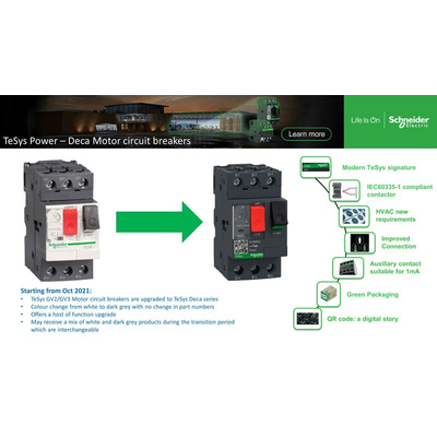 Schneider Electric TeSys Thermal Circuit Breaker - GV3L 3 Pole 690V ac Voltage Rating DIN Rail Mount, 80A Current Rating