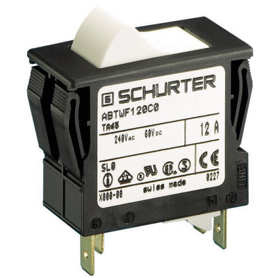 Schurter CBE Thermal Circuit Breaker - TA45 2 Pole 240V ac Voltage Rating Snap-In, 15A Current Rating