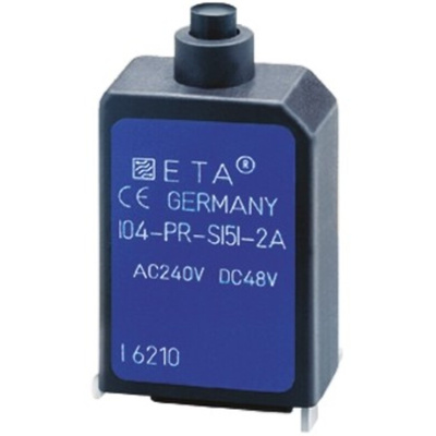 ETA Thermal Circuit Breaker - 104-PR Single Pole 240V Voltage Rating PCB Mount, 2A Current Rating
