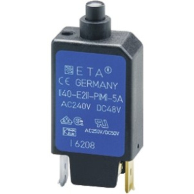 ETA Thermal Circuit Breaker - 1140-E Single Pole 250V Voltage Rating Integral Mount, 6A Current Rating