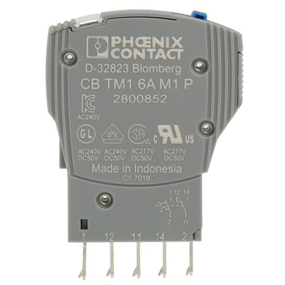 Phoenix Contact TRABTECH Thermal Circuit Breaker - CB TM1 6A M1 P Single Pole, 6A Current Rating