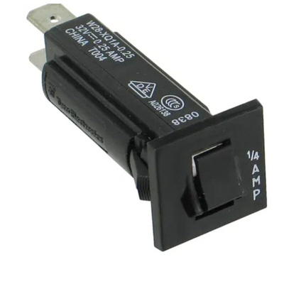 TE Connectivity Thermal Circuit Breaker - W28 Single Pole 32 V dc, 250V ac Voltage Rating, 250mA Current Rating