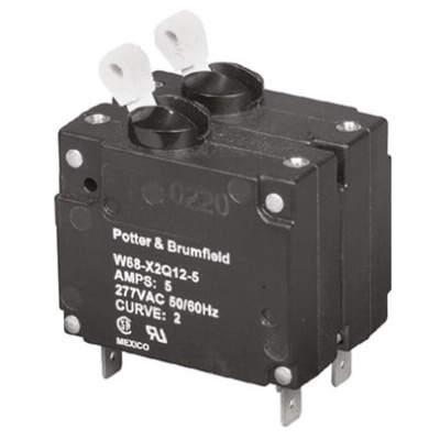 TE Connectivity Thermal Circuit Breaker - W68 2 Pole 277V ac Voltage Rating, 5A Current Rating