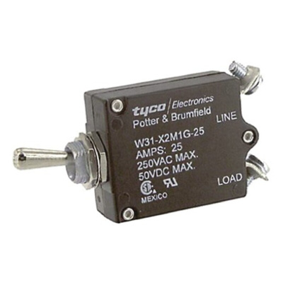 TE Connectivity Thermal Circuit Breaker - W31 Single Pole 50 V dc, 240V ac Voltage Rating, 25A Current Rating