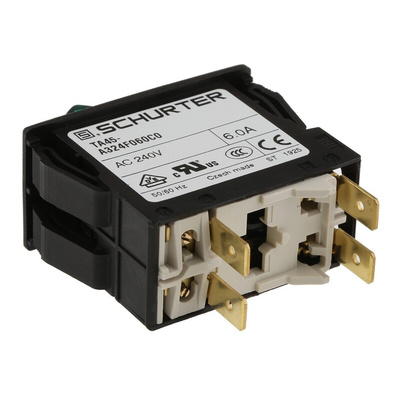 Schurter Thermal Circuit Breaker - TA45 2 Pole 60 V dc, 240V ac Voltage Rating Panel Mount, 6A Current Rating