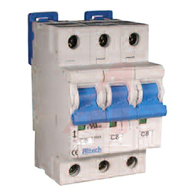 Altech Thermal Circuit Breaker - R 3 Pole 480Y/277V Voltage Rating DIN Rail Mount, 16A Current Rating
