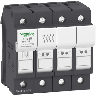 Schneider Electric 32A Rail Mount Fuse Holder for 10 x 38mm Fuse, 3P+N, 690V ac