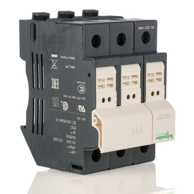 Schneider Electric 32A Rail Mount Fuse Holder for 10 x 38mm Fuse, 3P, 690V ac