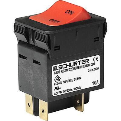 Schurter TA36 Rocker Circuit Breaker - TA36 Single Pole 32 V dc, 277 V ac Voltage Rating, 5A Current Rating