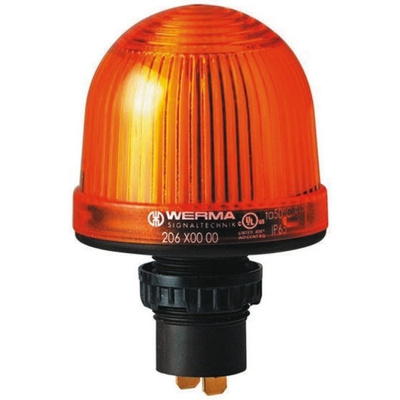 Werma EM 206 Yellow Incandescent, LED Beacon, 12 → 48 V ac/dc, Steady, Panel Mount