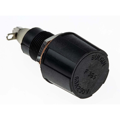 Bulgin 6.3A Panel Mount Fuse Holder for 5 x 20mm Fuse, 1P, 250V ac